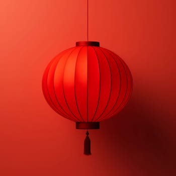 Red Chinese flashlight on a light background. Minimalism.