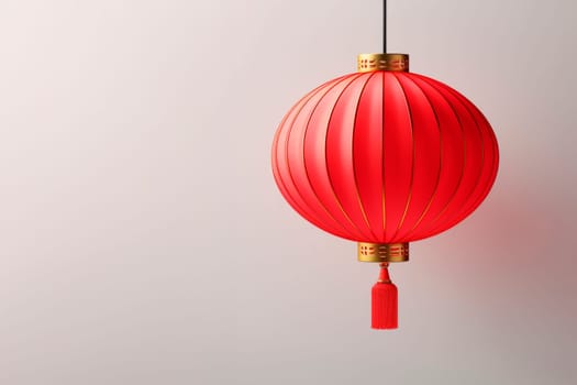 Red Chinese flashlight on a light background. Minimalism.