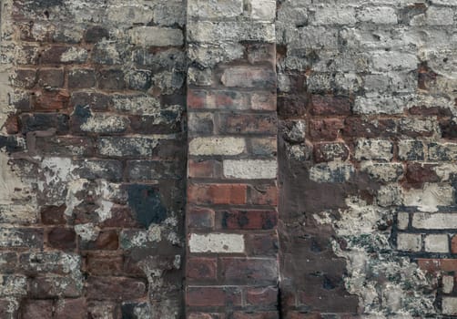Empty old bricks wall texture. Background of the old vintage bricks wall. Urban background, Rustic style, Space for text, Selective focus.