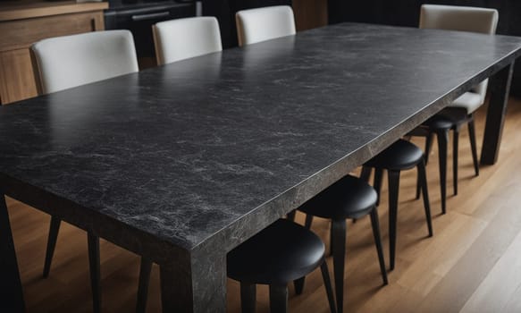 Professional design background with expensive black granite. Dark stone table with elements. High quality illustration