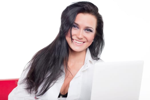 Attractive sexual young woman  look up close-up
