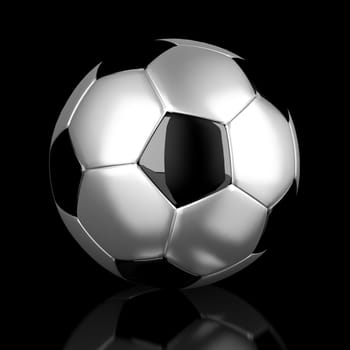 3d image of silver classic soccer ball background