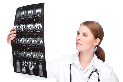 Female doctor with x-ray image