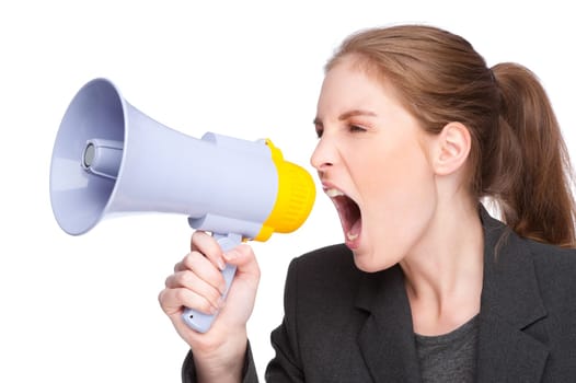 Businesswoman with megaphone