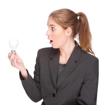 Businesswoman with light bulb
