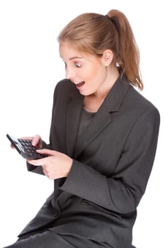 Woman with calculator