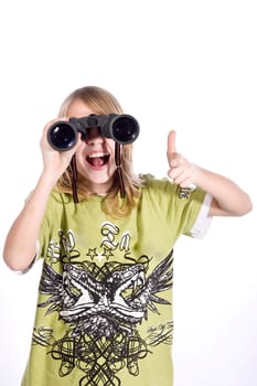 Boy with binoculars wd543