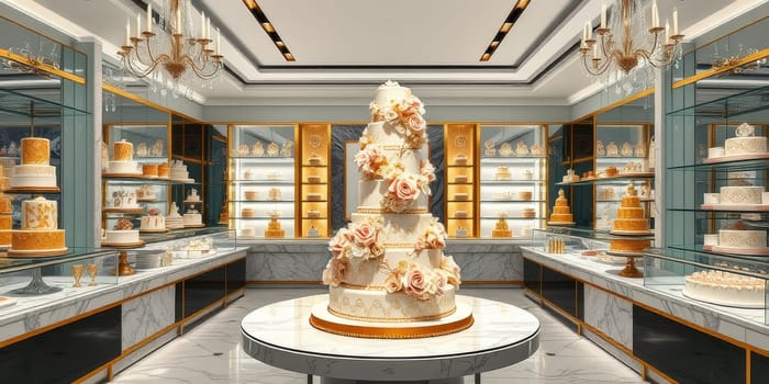 Boutique with chic wedding cakes. High quality photo
