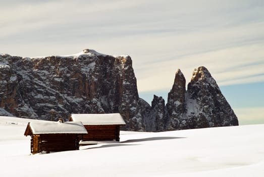 Sciliar and Alpe di Siusi in the snow