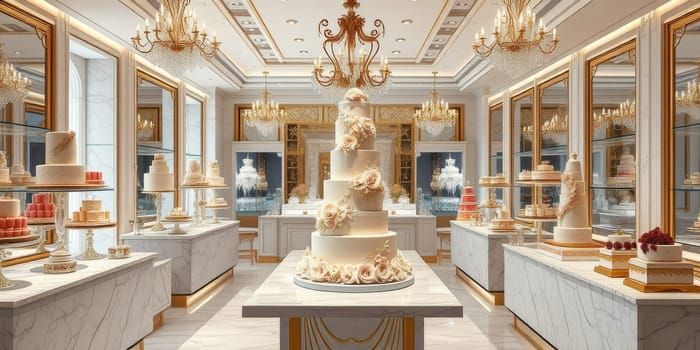 Boutique with chic wedding cakes. High quality photo