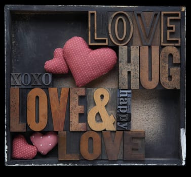 love hug happy words with hearts