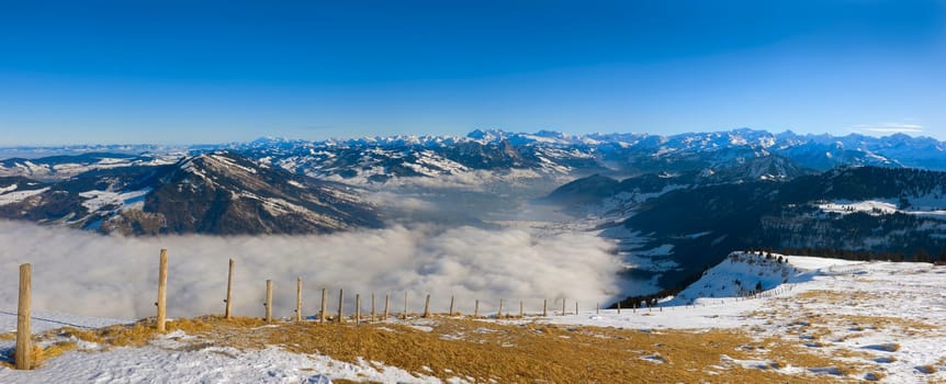 over mountains and valleys