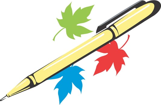 Pen and maple leaf
