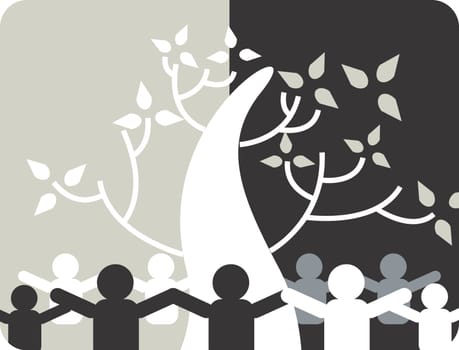 Men and tree
