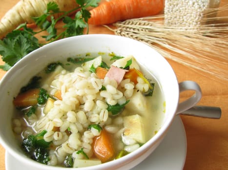 Vegetable soup with barley barley
