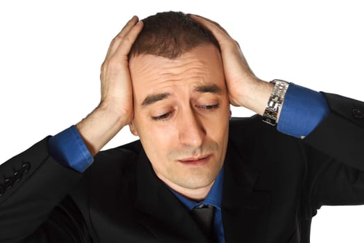 desperate businessman portrait