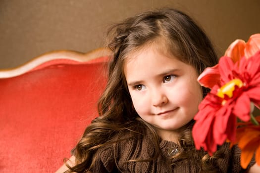 Little girl with flowers