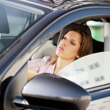 woman driving car