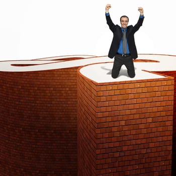successfull business man on the top of hard path