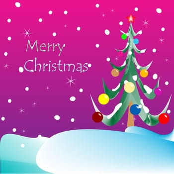 merry christmas card (purple background)
