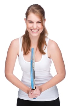 Woman with tennis racket