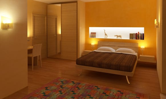 3d interior of bedroom