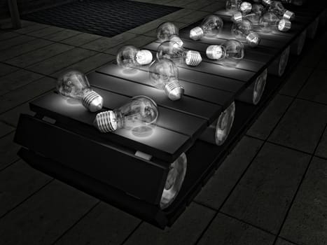 bulbs on Conveyor-belt