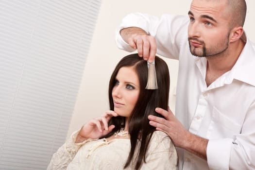 Professional hairdresser choose color
