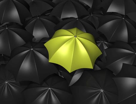 yellow umbrella in quantity