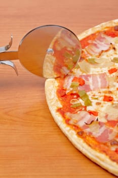 Italian pizza and cutter