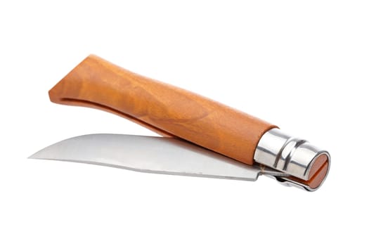 Knife with wooden handle