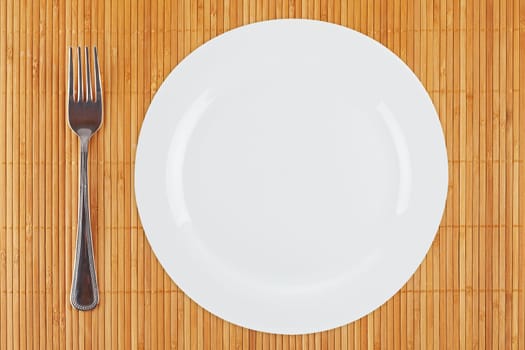 Empty plate and fork