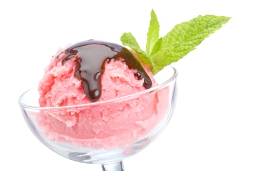 Delicious raspberries ice cream
