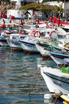 Fishing boats in the old port in Antalya