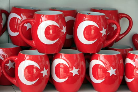 Cups with national flag as a souvenir