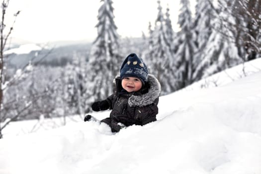 in the snow...