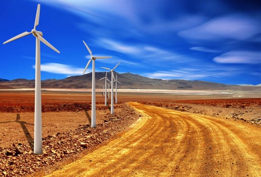 wind turbine in the desert