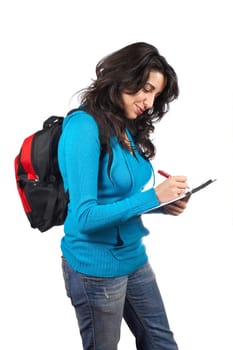Young student woman writing