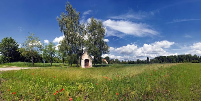 Chapel with birch trees