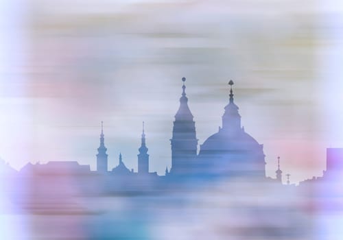 St Nikolas church in grunge style