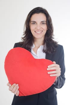 Young woman with red heart