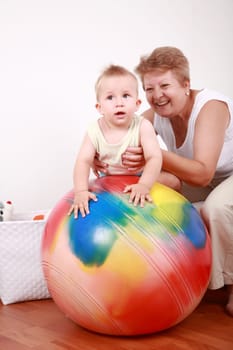 Playing with gymnastic ball