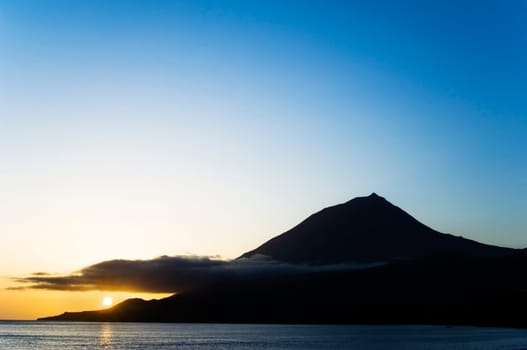 Mountain at sunset in Pico Island Azores