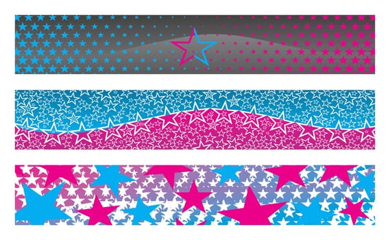 3 banners with stars