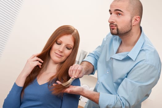 Professional hairdresser choose color