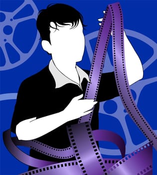 Boy with film reel