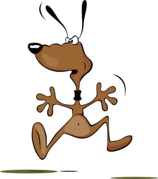 Illustration of comic dog dancing