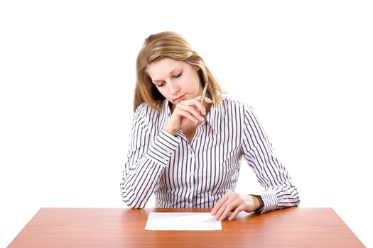 Woman filling the form