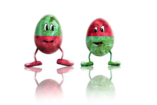 Two Easter Eggs with Face wd598