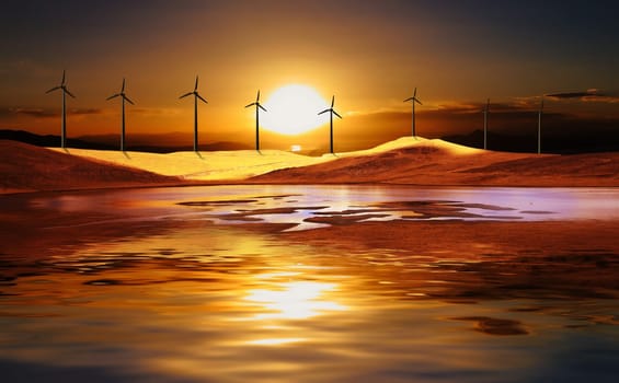 wind turbine in the desert